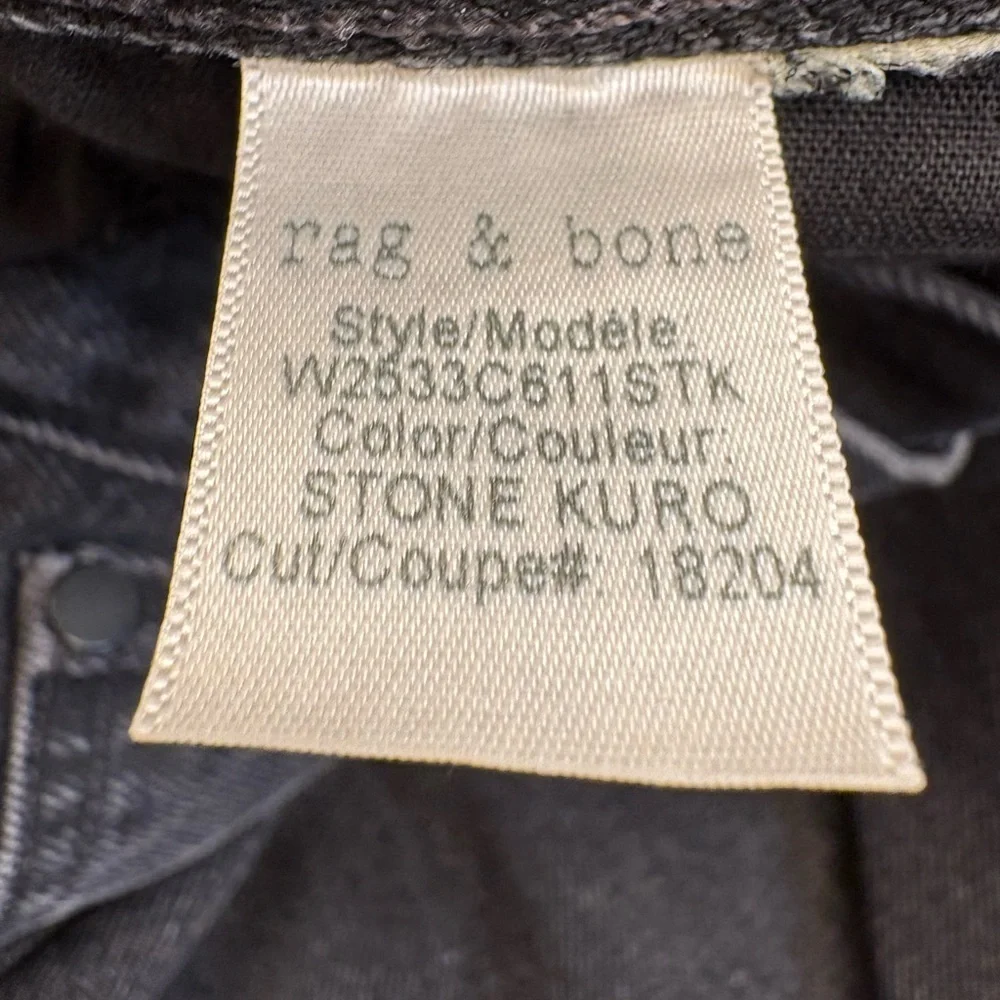Rag & Bone Fit 2 Embroidered Logo Jeans Mens 30 Stone Kuro Black USA